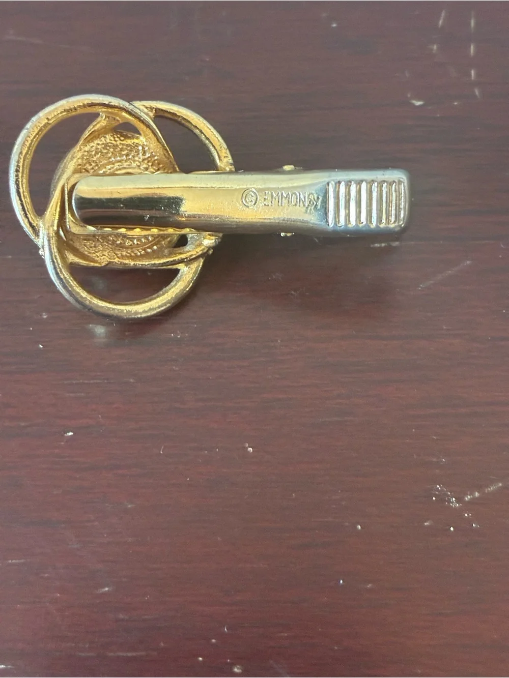 Vintage Emmons Gold Tone Tie Clip with Black Faceted Stone Mid Century